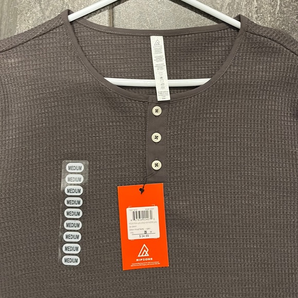 RIPZONE HEATHER GRAY 3-BUTTON HENLEY MEN SIZE M (NWT) - Picture 3 of 7